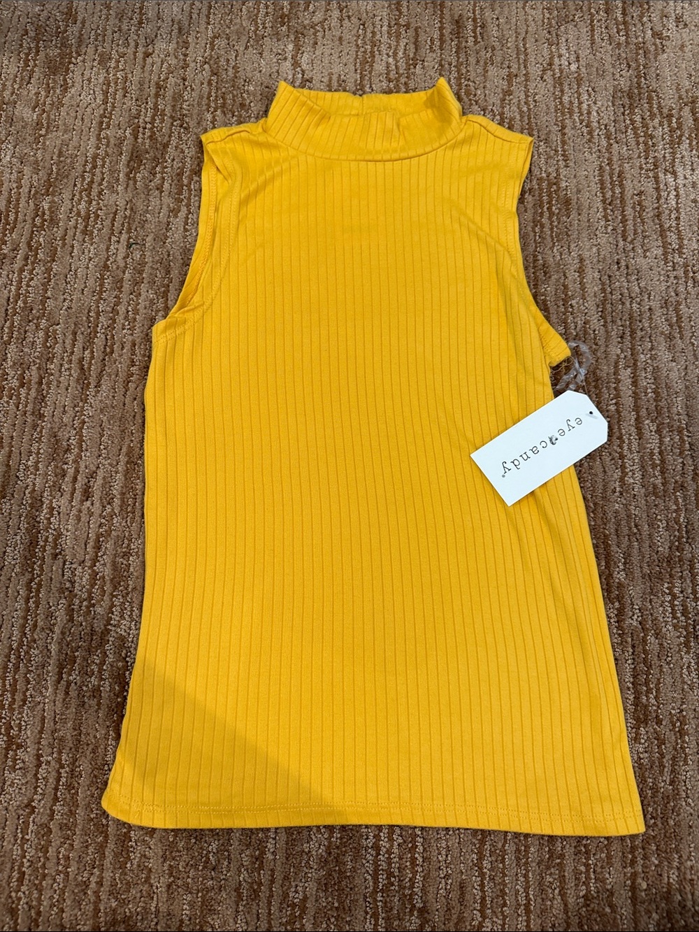 eye candy Sleeveless Ribbed Mock Neck Tank - Yellow